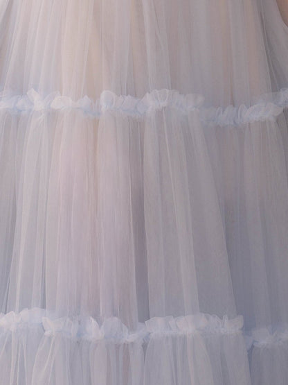 A-Line Corset Ruffled Tulle Prom Dress