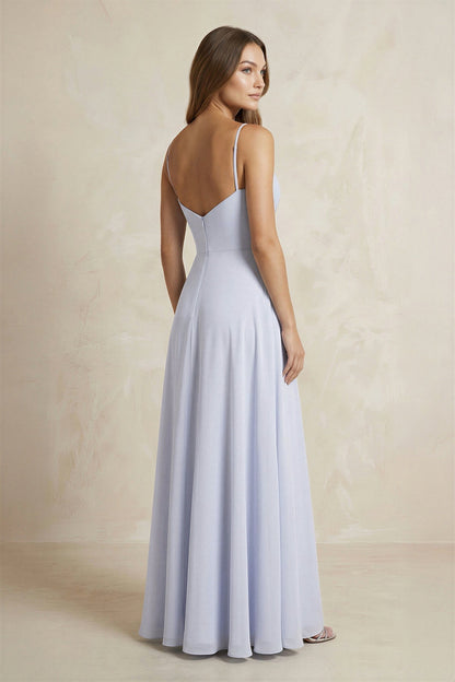 A-Line Cami Strap Chiffon Bridesmaid Dress With Slit in Ice