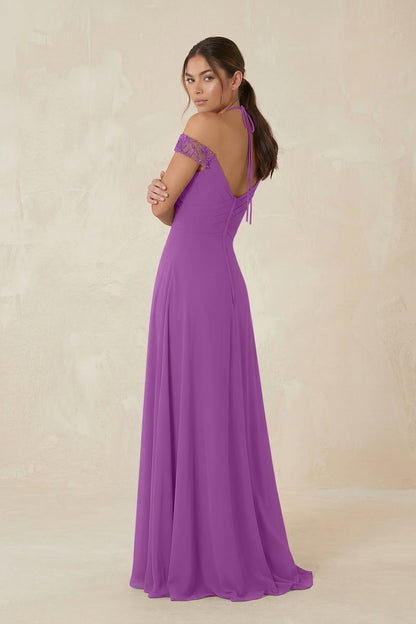 A-Line Off-the-Shoulder Chiffon Bridesmaid Dress in Amethyst