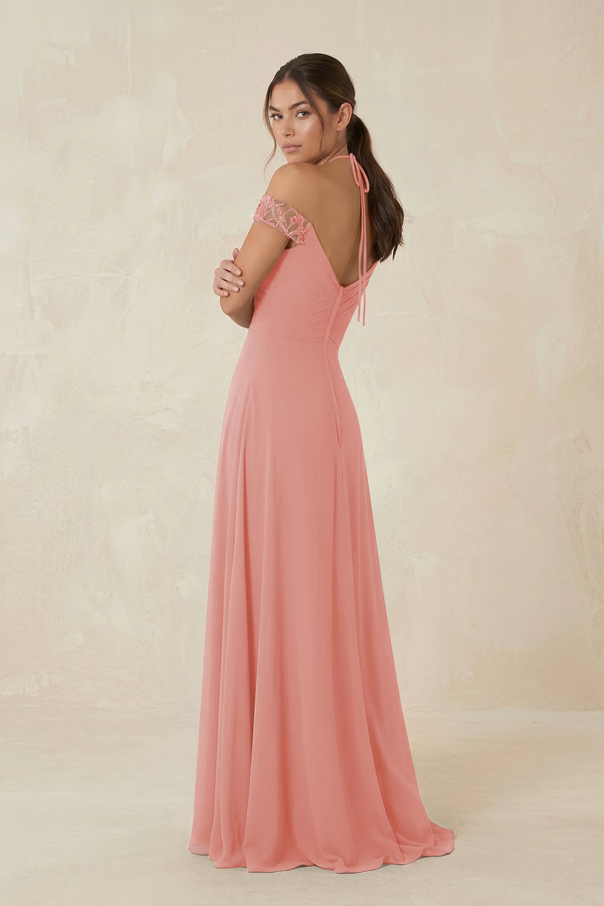 A-Line Off-the-Shoulder Chiffon Bridesmaid Dress in Mulberry