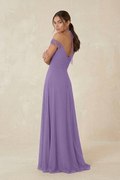 A-Line Off-the-Shoulder Chiffon Bridesmaid Dress in Tahiti