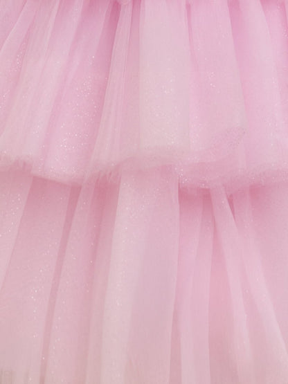 A-Line Deep V Neck Tiered Short Homecoming Dress