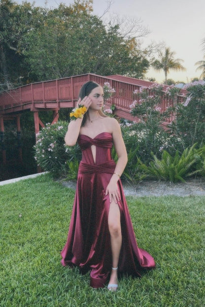 A Line Sweetheart Royal Blue Keyhole Long Prom Dress