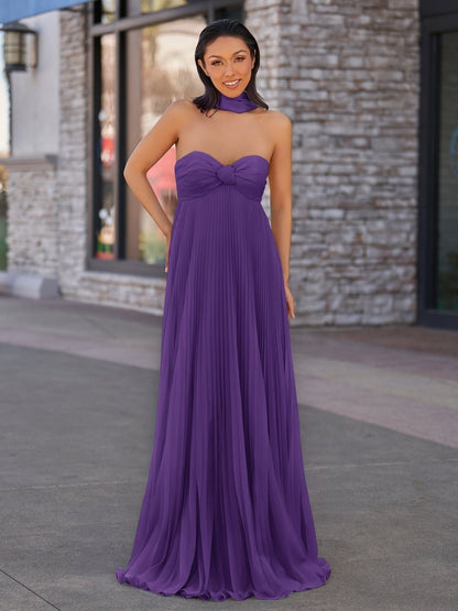 A Line Light Pink Sweetheart Chiffon Long Prom Dress