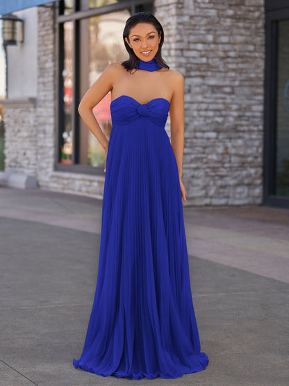 A Line Light Pink Sweetheart Chiffon Long Prom Dress
