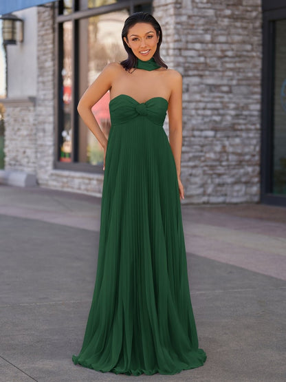 A Line Light Pink Sweetheart Chiffon Long Prom Dress