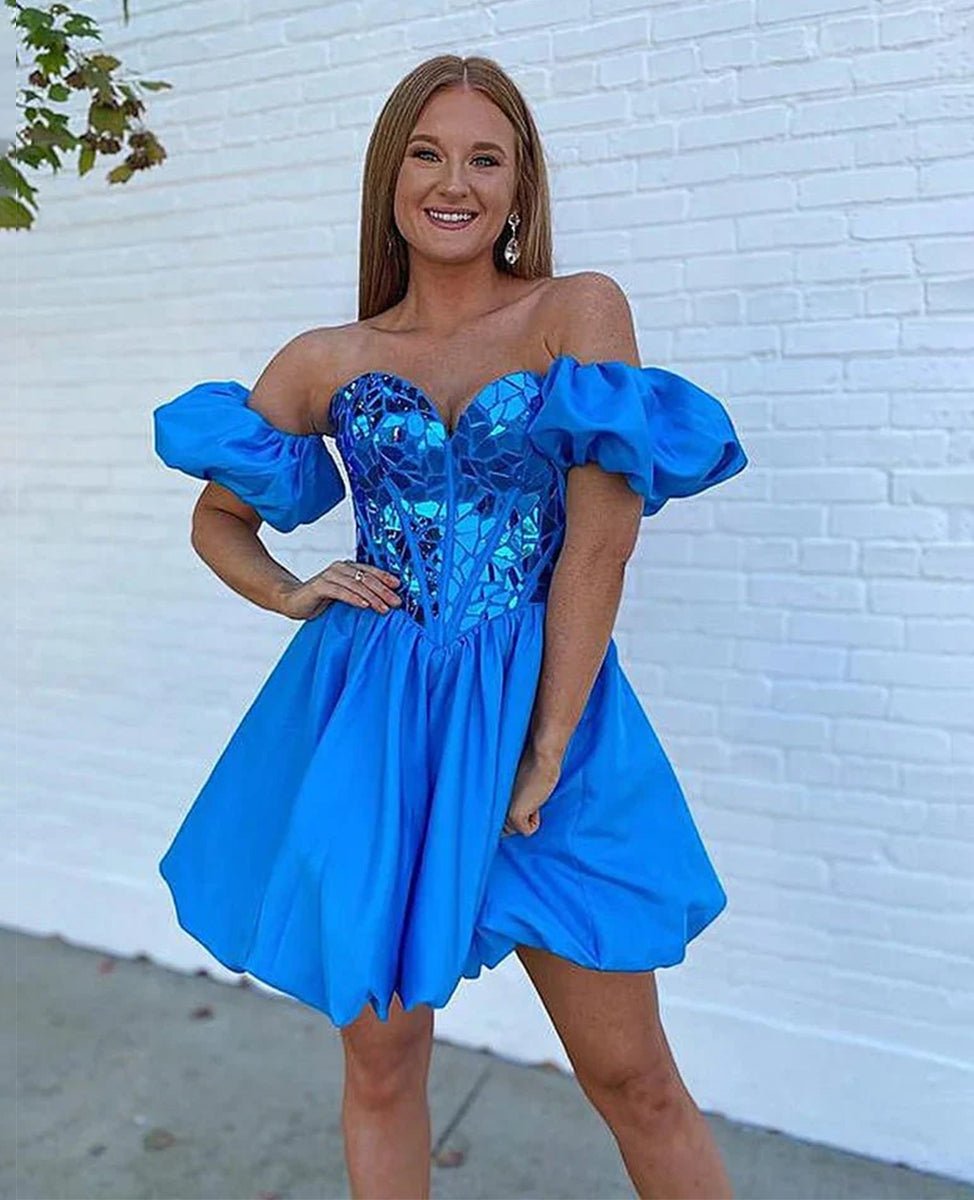 A Line Off the Shoulder Short Homecoming Dress